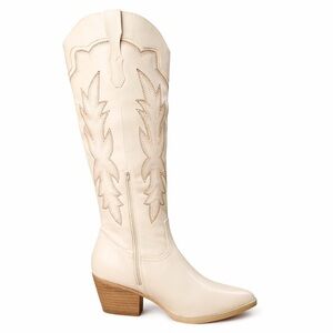 Altar'd State Melia Western Boots Size 6 Cream Cowgirl NEW In Box